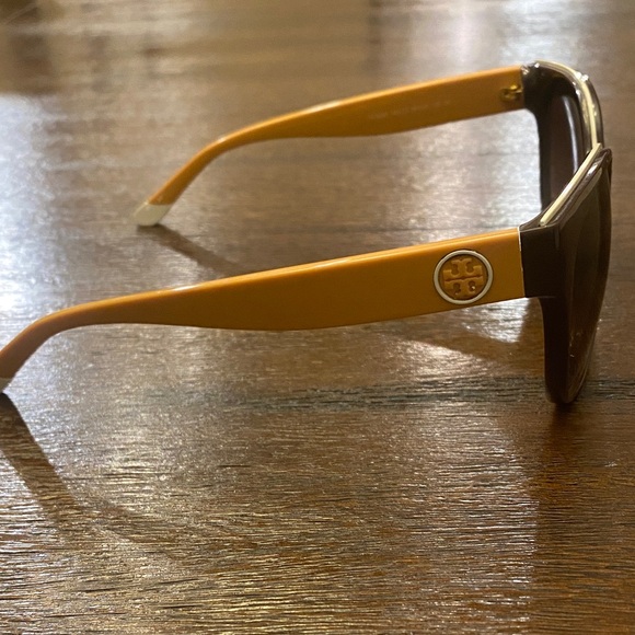 Tory Burch Brown Sunglasses with Yellow Temples - Picture 4 of 4